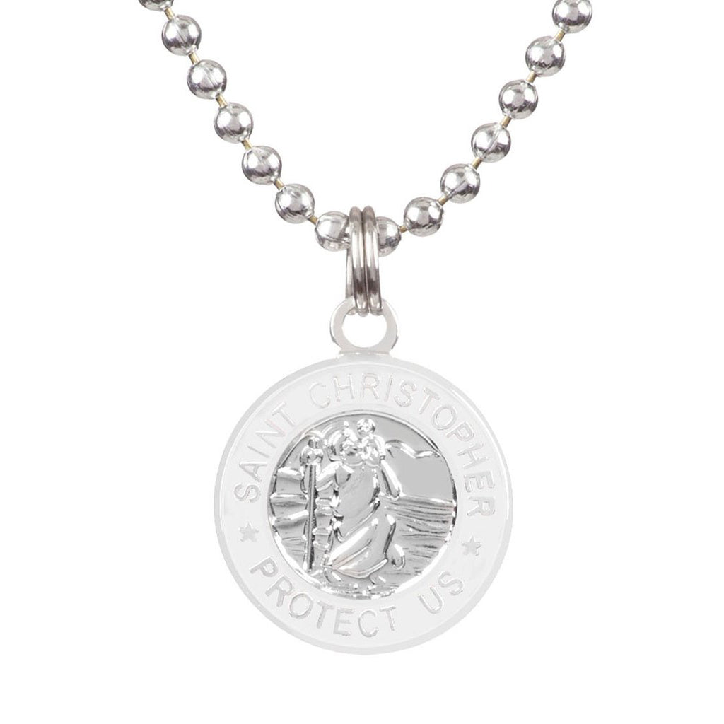 Saint Christopher Small Medal - Silver/White