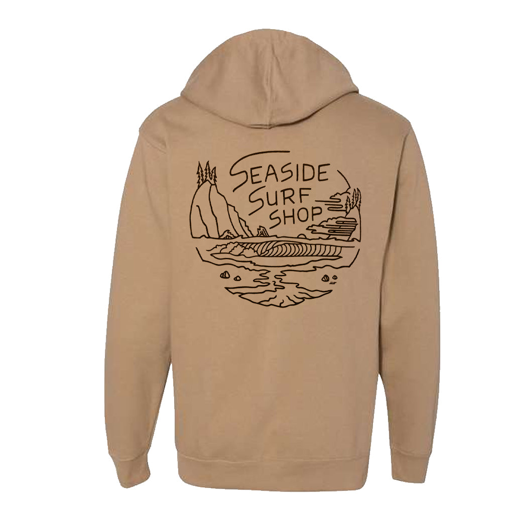 Seaside Surf Shop Shorties Line Art Logo Pullover - Sandstone - Seaside Surf Shop 