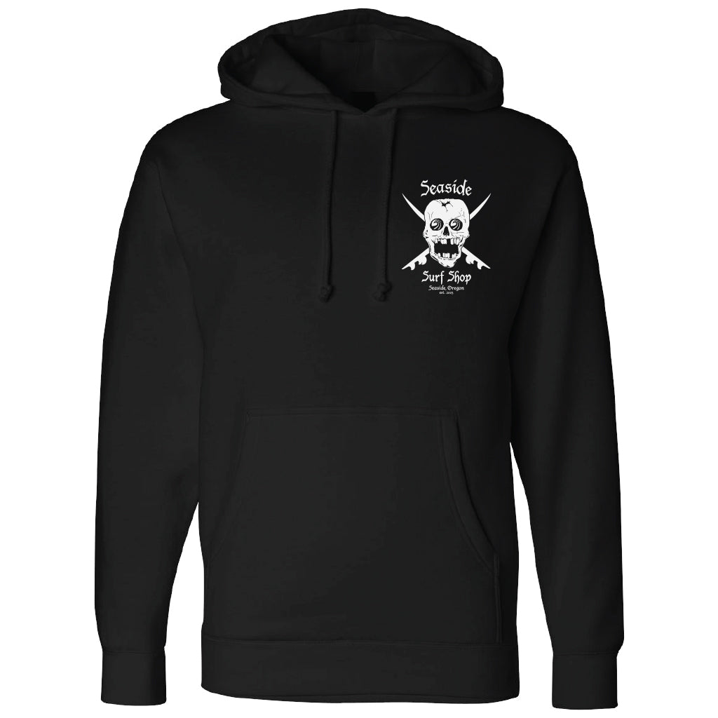 Seaside Surf Shop Mens Skull Hooded Sweatshirt - Black