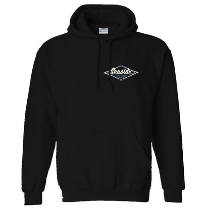 Seaside Surf Shop Mens Vintage Logo Hooded Pullover Sweatshirt - Black