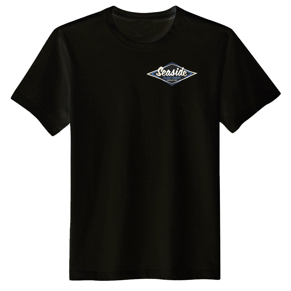 Seaside Surf Shop Mens Vintage Logo Tee - Black