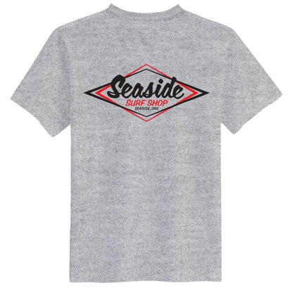 Seaside Surf Shop Mens Vintage Logo Tee - Light Steel