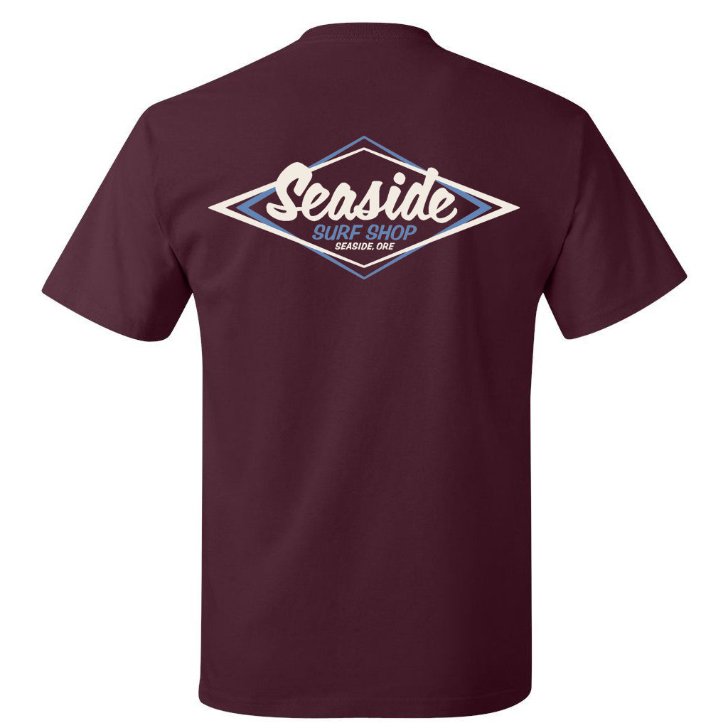 Seaside Surf Shop Mens Vintage Logo Tee - Maroon