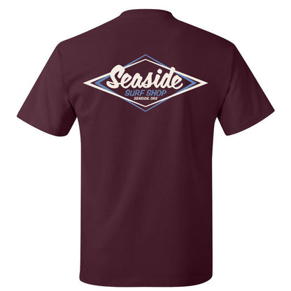 Seaside Surf Shop Mens Vintage Logo Tee - Maroon
