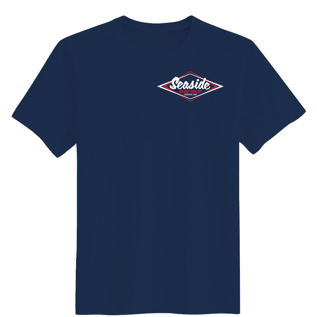 Seaside Surf Shop Mens Vintage Logo Tee - Navy