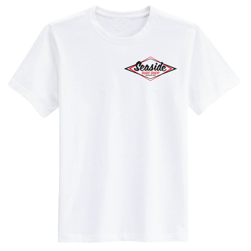 Seaside Surf Shop Mens Vintage Logo Tee - White