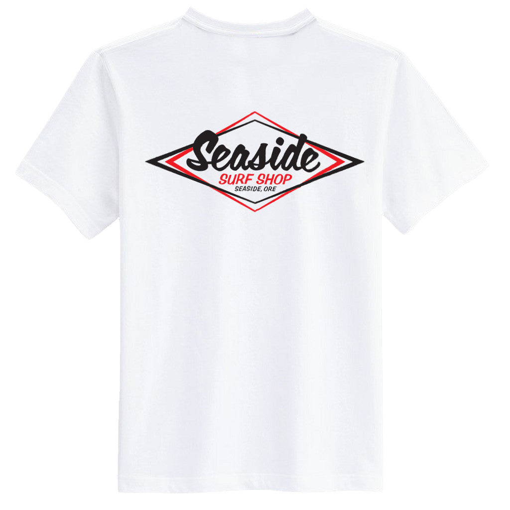 Seaside Surf Shop Mens Vintage Logo Tee - White