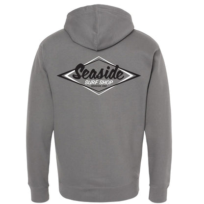 Seaside Surf Shop Mens Vintage Logo Zip Hoody - Charcoal Grey/Black