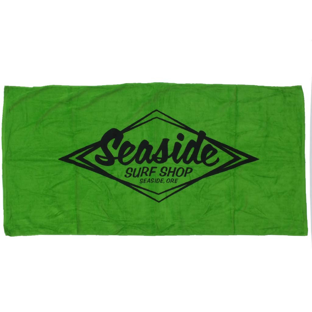 Seaside Surf Shop Vintage Logo Beach Towel - Lime Green