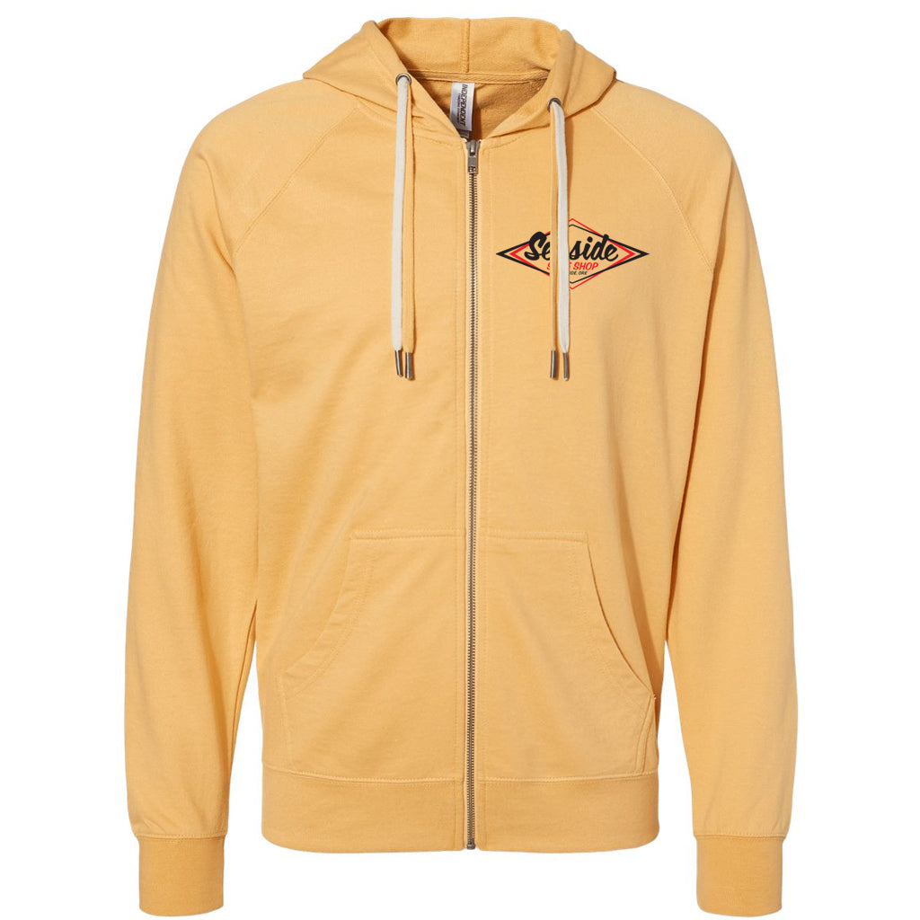 Seaside Surf Shop Vintage Logo Loopback Zip Hoody - Harvest Gold
