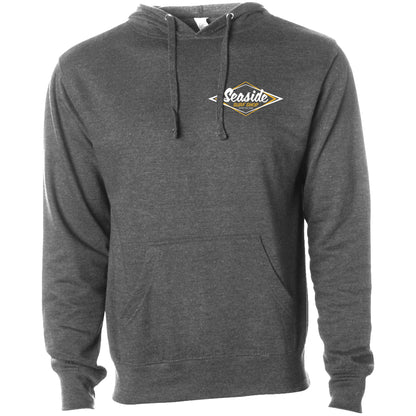 Seaside Surf Shop Vintage Logo Pullover Hoody - Charcoal Heather/Mustard