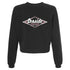 Seaside Surf Shop Womens Raglan Crop Top Crew Neck - Dark Grey/Pink