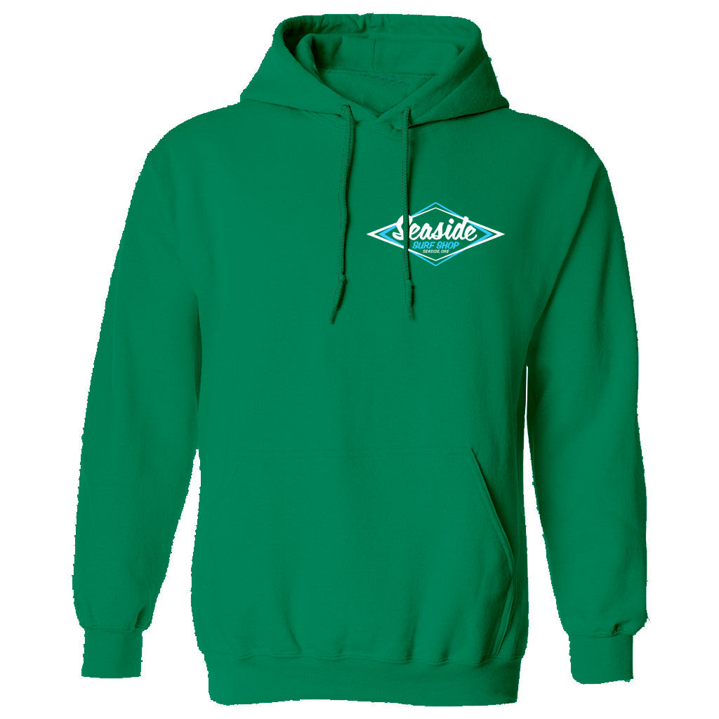 Seaside Surf Shop Youth Vintage Logo Pullover Hoody - Kelly Green